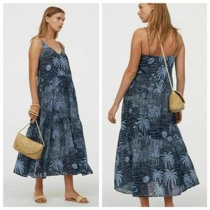 H&M Desmond&Dempsey Palm Printed Sleeveless Dress